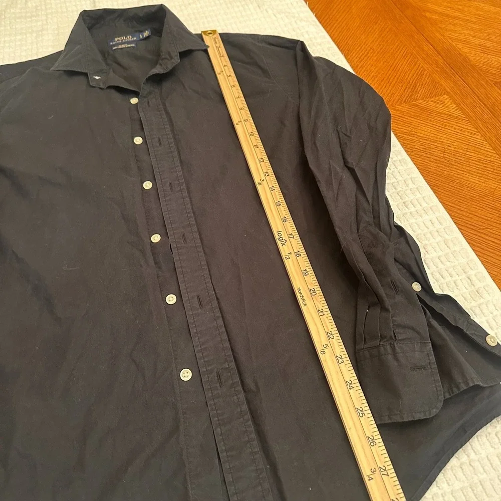 Polo Ralph Lauren Slim Fit Button Down Shirt Mens Black Large Cotton Stretch